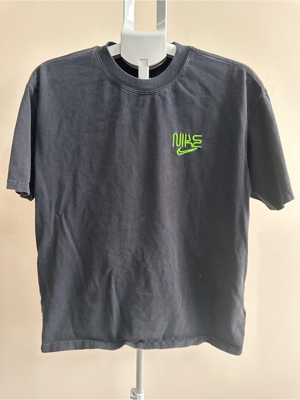 Nike Short Sleeve Tee in Black with Neon Green Logo